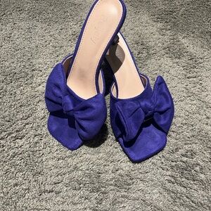 Peony Royal Purple Bow Slide Heels
